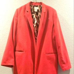 Chico's Red Duster Jacket with Leopard Print Lining Size 1